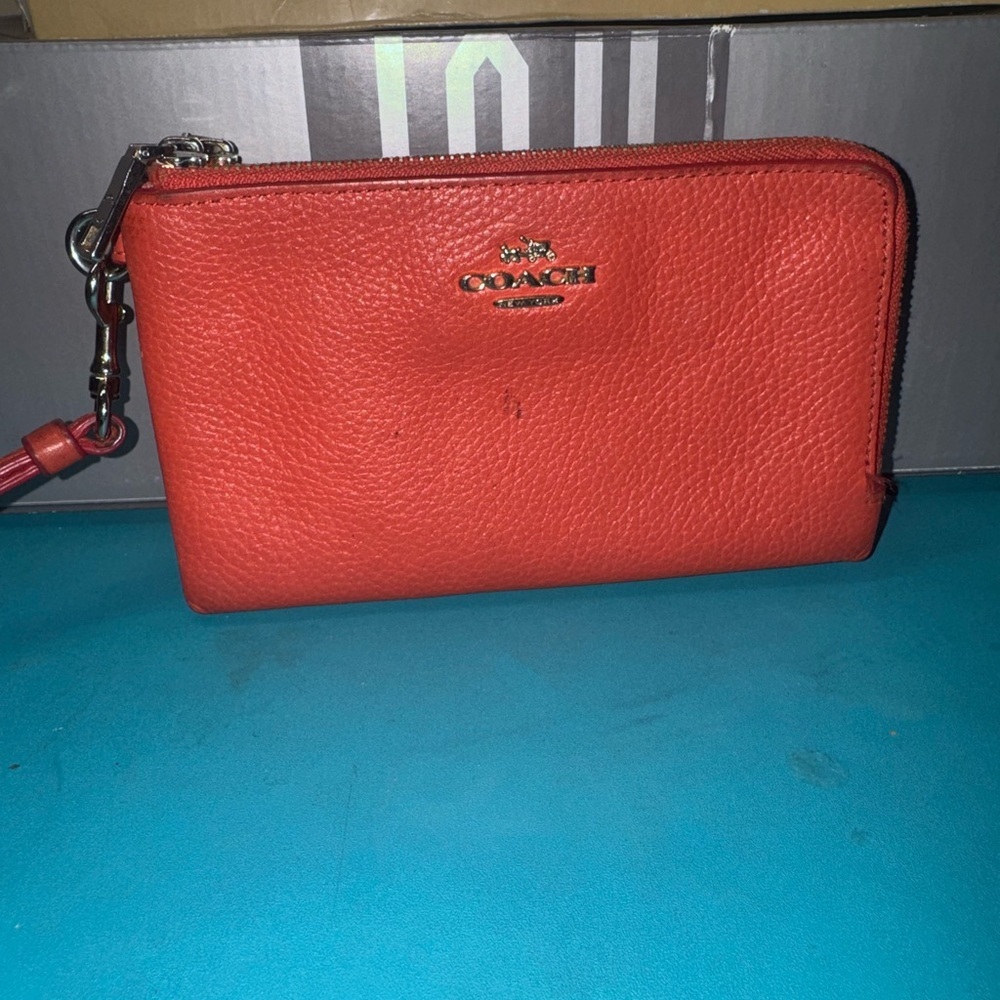 Coach Orange Leather Pouch